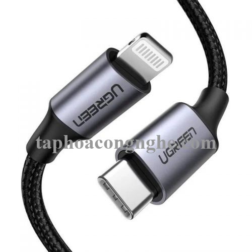 Ugreen 60757 0.5m cáp usb type c ra apple lightning bọc nhôm chống nhiễu màu đen US304 30060757